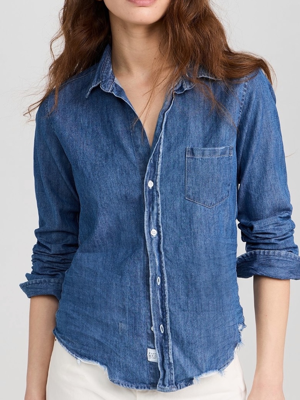 Frank & Eileen (the Eileen) Distressed Denim Button-Up Shirt Size Small